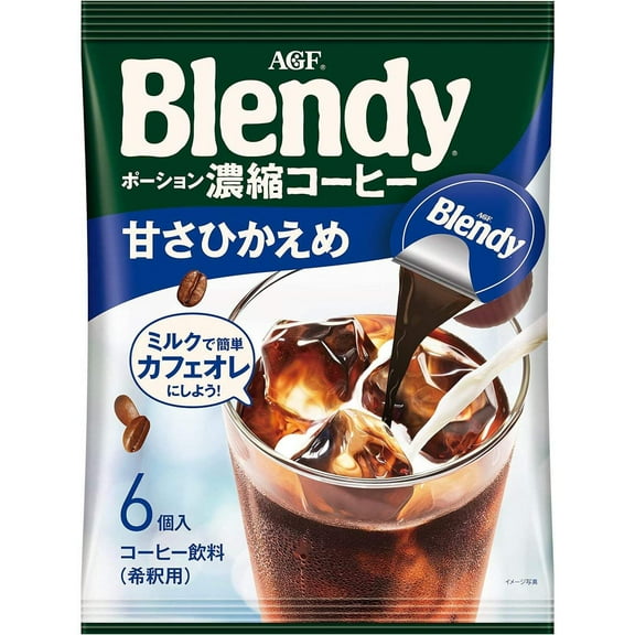AGF Blendy Potion Coffee Less Sweetness 6 Pieces x 1 Bag Iced Coffee Made in JAPAN- Tokyo Sakura Mall