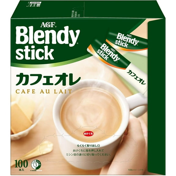 AGF Blendy Stick Cafe au Lait 100 Sticks Instant Stick Coffee Made in JAPAN - Tokyo Sakura Mall