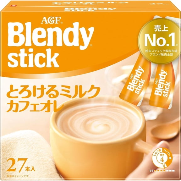 AGF Blendy Stick Melting Milk Cafe au Lait 27 Sticks (1 Box) Made in JAPAN - Tokyo Sakura Mall