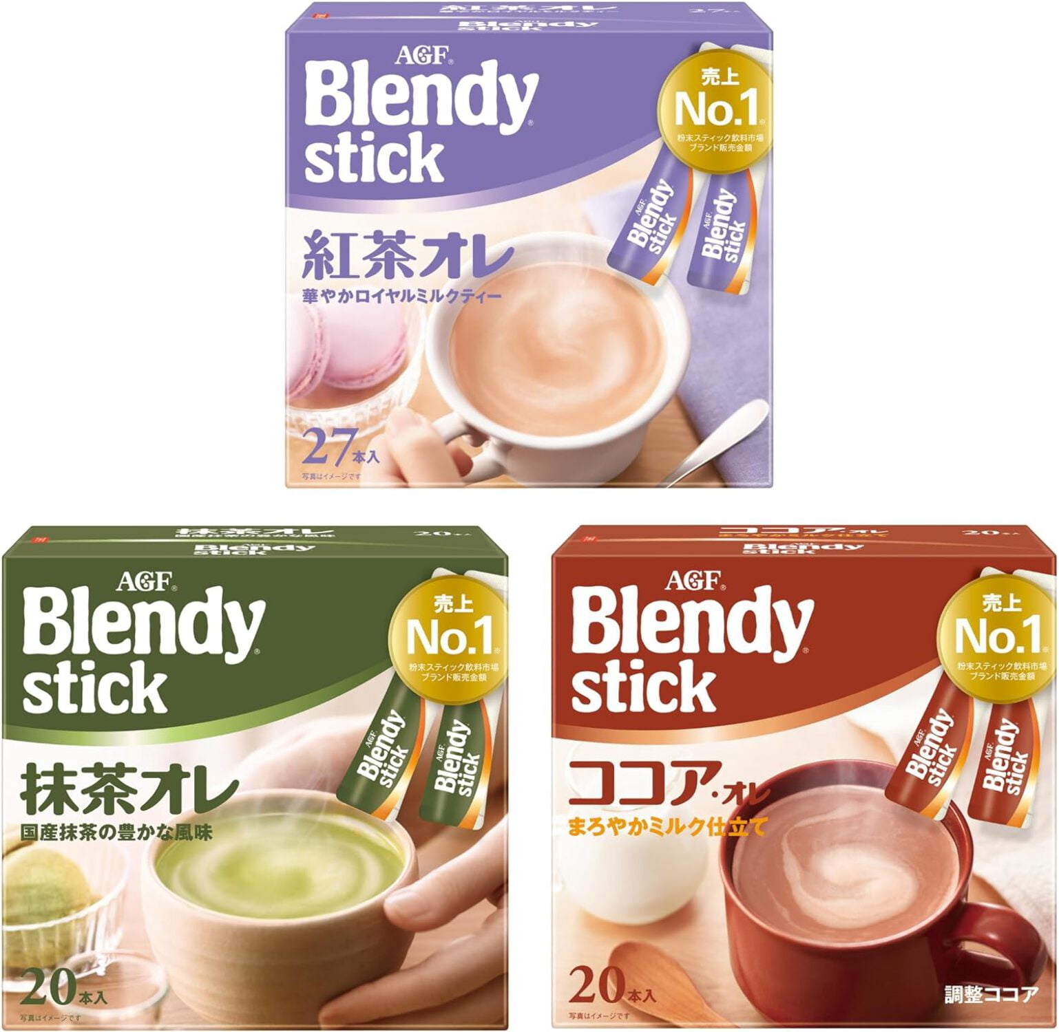AGF Blendy Stick Tea, Cocoa, and Matcha 3-Flavor Tasting Set JAPAN - Tokyo Sakura Mall