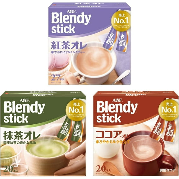AGF Blendy Stick Tea, Cocoa, and Matcha 3-Flavor Tasting Set JAPAN - Tokyo Sakura Mall