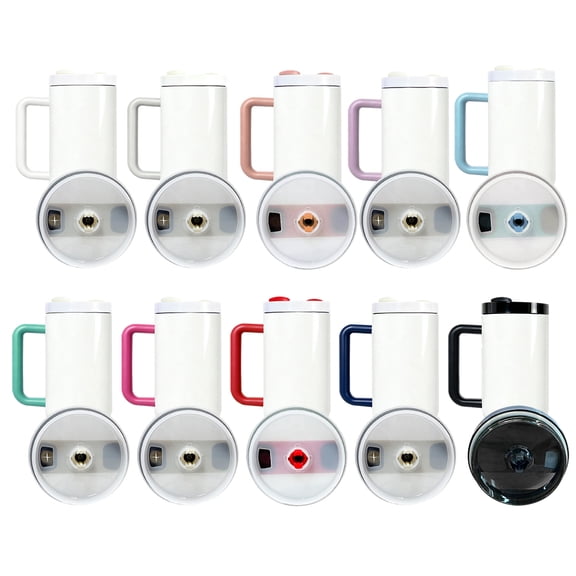 AGH 10 Pack 40oz H2 Sublimation Tumbler with Colored Handle