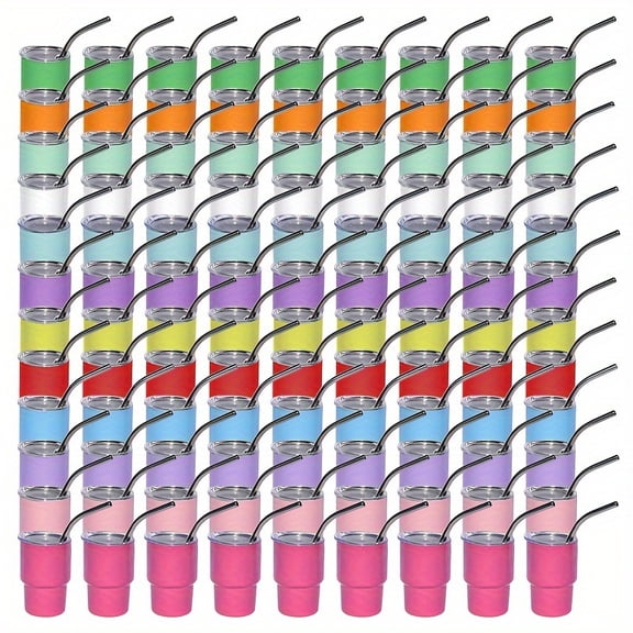 AGH 108 PACK 3oz Sublimation Shot Glasse Mini Tumbler with Lid and Straw Blanks Mini Wine Tumbler 304 Stainless Steel Tumblers Cups Bulk for Sublimation Oven Printing, Assorted 12 Colors
