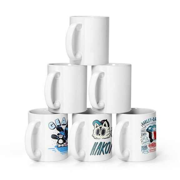 6PCS 11oz Sublimation Ceramic Mugs with Handles White Blank Cups for DIY Printing Personalized Gifts Coffee or Tea