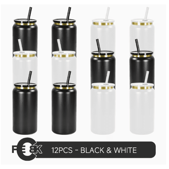 AGH 12pcs, 16oz Powder Coated Electroplating Golden Color Base Tumbler Jar 304 Stainless Steel Double Wall Tumbler with Color Match Straw Best Gift