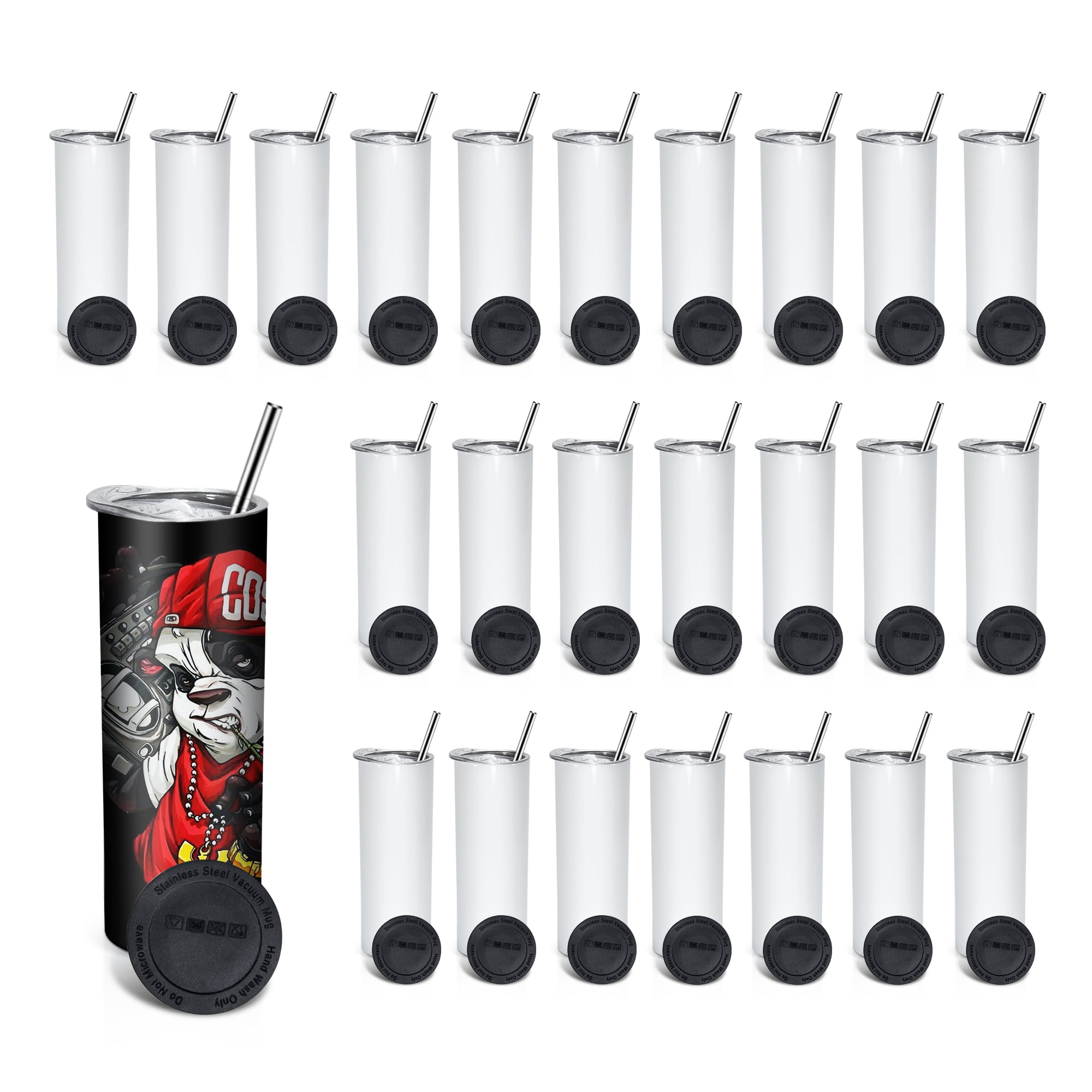 AGH 25 Pack 20oz Sublimation Tumblers Non-slip Straight Skinny Tumblers -  Shipping from the US - Stainless Steel Vacuum Insulated Tumbler with Metal  ...