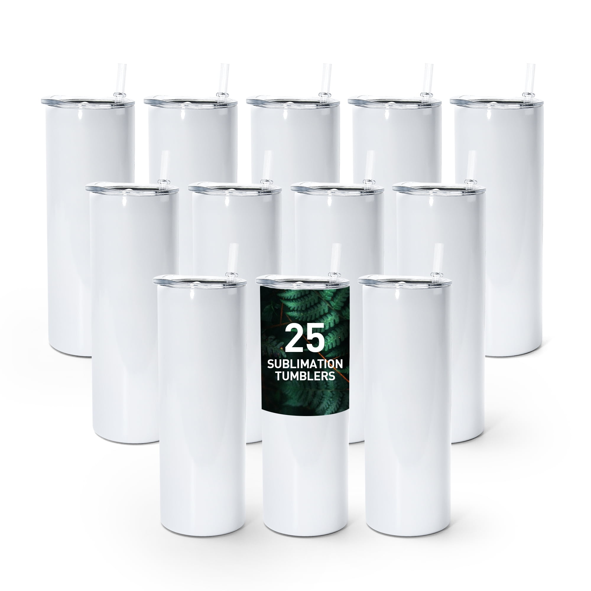 UIRZOTN 25 Pack 20 OZ Sublimation Tumbler Blanks Skinny Straight in Bulk,  Stainless Steel Insulated Sublimation Tumbler with Polymer Coating for Heat