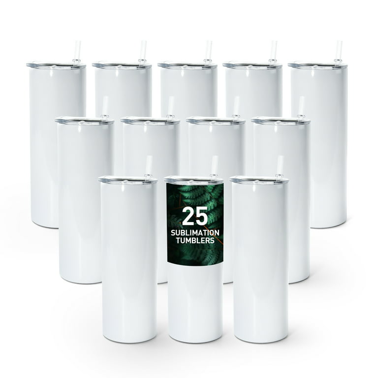 AGH 25 Pack 20oz Sublimation Tumblers Straight Skinny Tumblers
