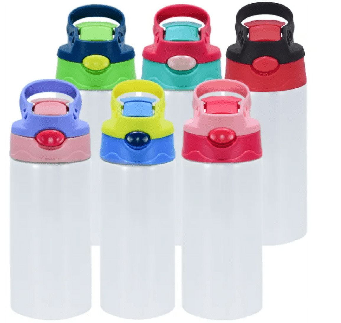 AGH 30 Pack 12 OZ Kids sublimation tumbler Blank with One-Click Pop Up Straw Lid, Sublimation Sippy Cup Kids,Skinny Straight Stainless Steel Sublimation Sports Sippy Cup for Milk, Soda, Juice