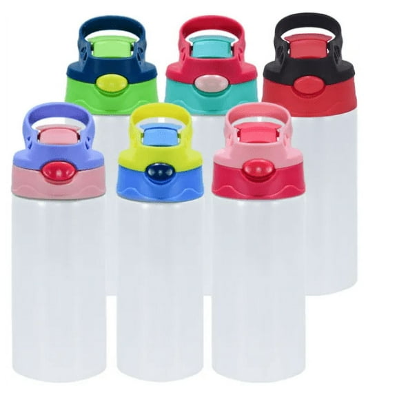 AGH 30 Pack 12 OZ Kids sublimation tumbler Blank with One-Click Pop Up Straw Lid, Sublimation Sippy Cup Kids,Skinny Straight Stainless Steel Sublimation Sports Sippy Cup for Milk, Soda, Juice