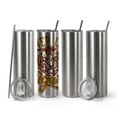 thumbnail image 1 of AGH 4 Pack 20oz Sublimation Tumblers Straight Skinny Tumblers, Stainless Steel Vacuum Insulated Tumblers with Lid and Straw, Double Wall Travel Coffee Tumblers, Keeping Chilled up to 12 Hours, 1 of 7