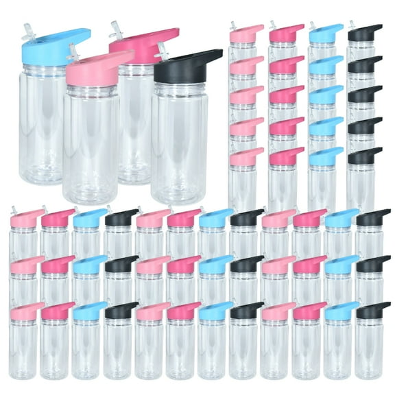 AGH 60 Pack Kids Snowglobe Tumbler with Pre-Drilled Hole and Plug, 10oz Double Wall Acrylic Snowglobe Cup for Glitter, Mixed Color