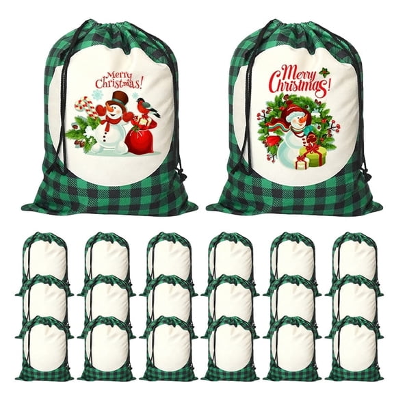AGH Sublimation Santa Bags Blanks Christmas Sacks, 20 Pack Reusable Large Craft Drawstring Bag 26.2 x 19.5 in, Blank Xmas Gift Bags, Heat Press DIY Crafts Party Wedding Storage Home Party Supplies