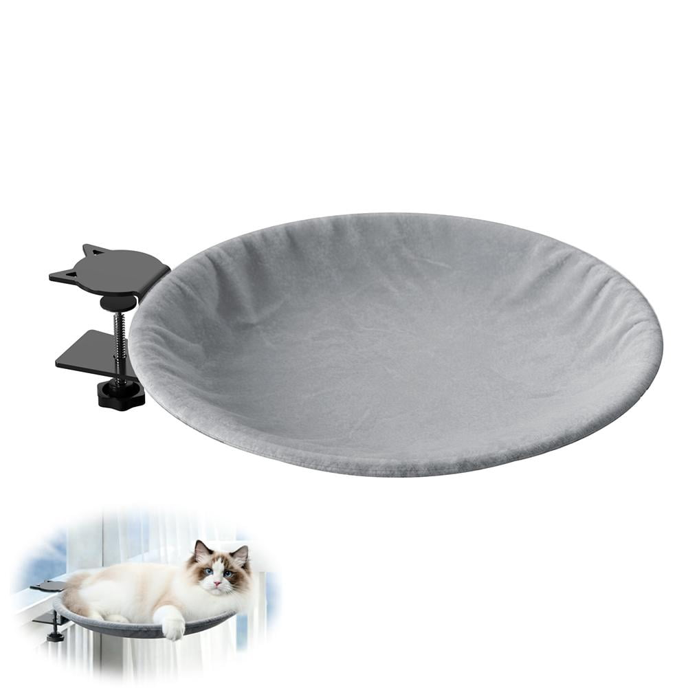 AGIUFGS Cat Hammock with Perch, Drill-free Clamp Installation, for Window Sills and Bookshelves