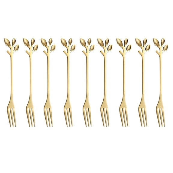 AGIUFGS Gold Leaf Cocktail Forks, Festive Holiday Designs, for Home Use