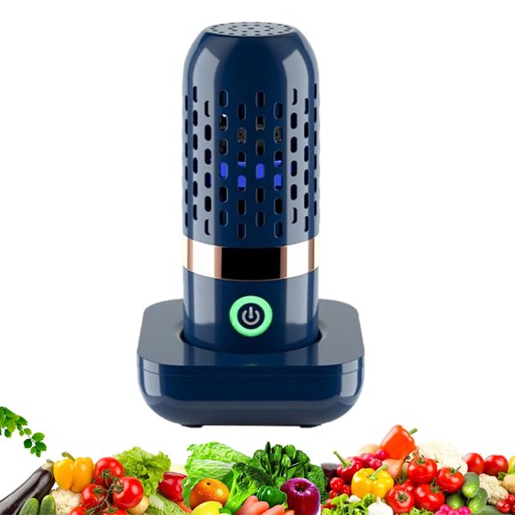 AGIUFGS Portable Fruit and Vegetable Washing Machine, Cordless Food Purifier, USB Rechargeable Cleaner for Fruits, Vegetables, Meat, Rice, Grains, Kitchen Tableware (1, Navy)