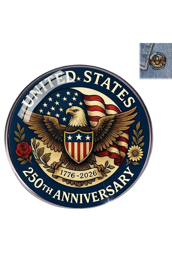 Us Semiquincentennial Anniversary Pin, Patriotic Commemorative Badge with Fit, for Lapels Hats Backpacks, A, One Size