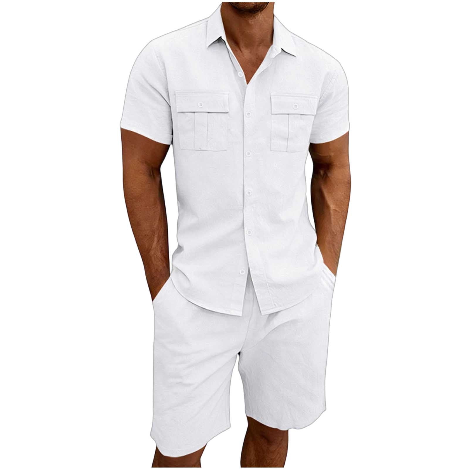 AGKIZG Mens Fashion Sleeveless Crew Neck Top Drawstring Pants 2 Piece ...