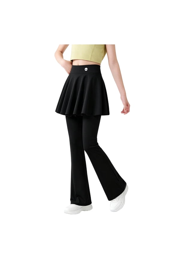 Solid Color Flared Skirt Pants Sun Protection In One Base Pants for Girls Age 5-15 Summer
