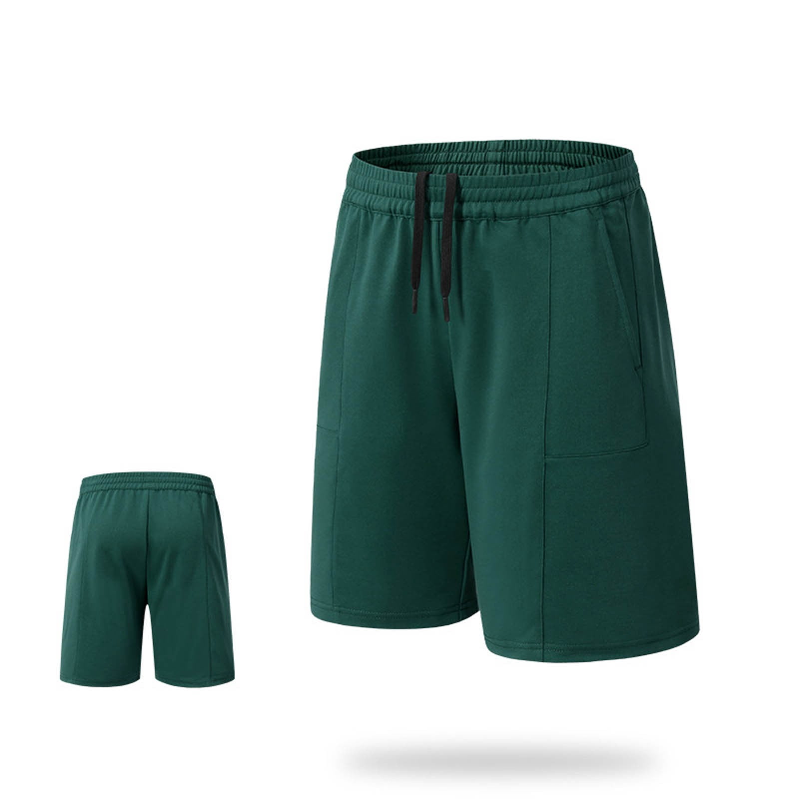 AGKIZG Solid Color Men Hiking Running Shorts Elastic Waist with Pockets ...