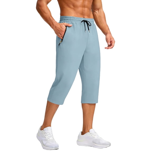 AGKIZG Solid Color Mens Ice Silk Pants Elastic Waist Drawstring Zipper ...