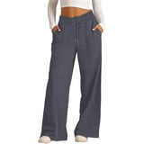 AGKIZG Unisex Pleated Line Long Pants Thin Elastic Waist with Pockets ...