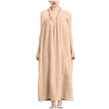 AGKIZG Womens Solid Color Robe Full Material Dry Water Absorbent Neck ...