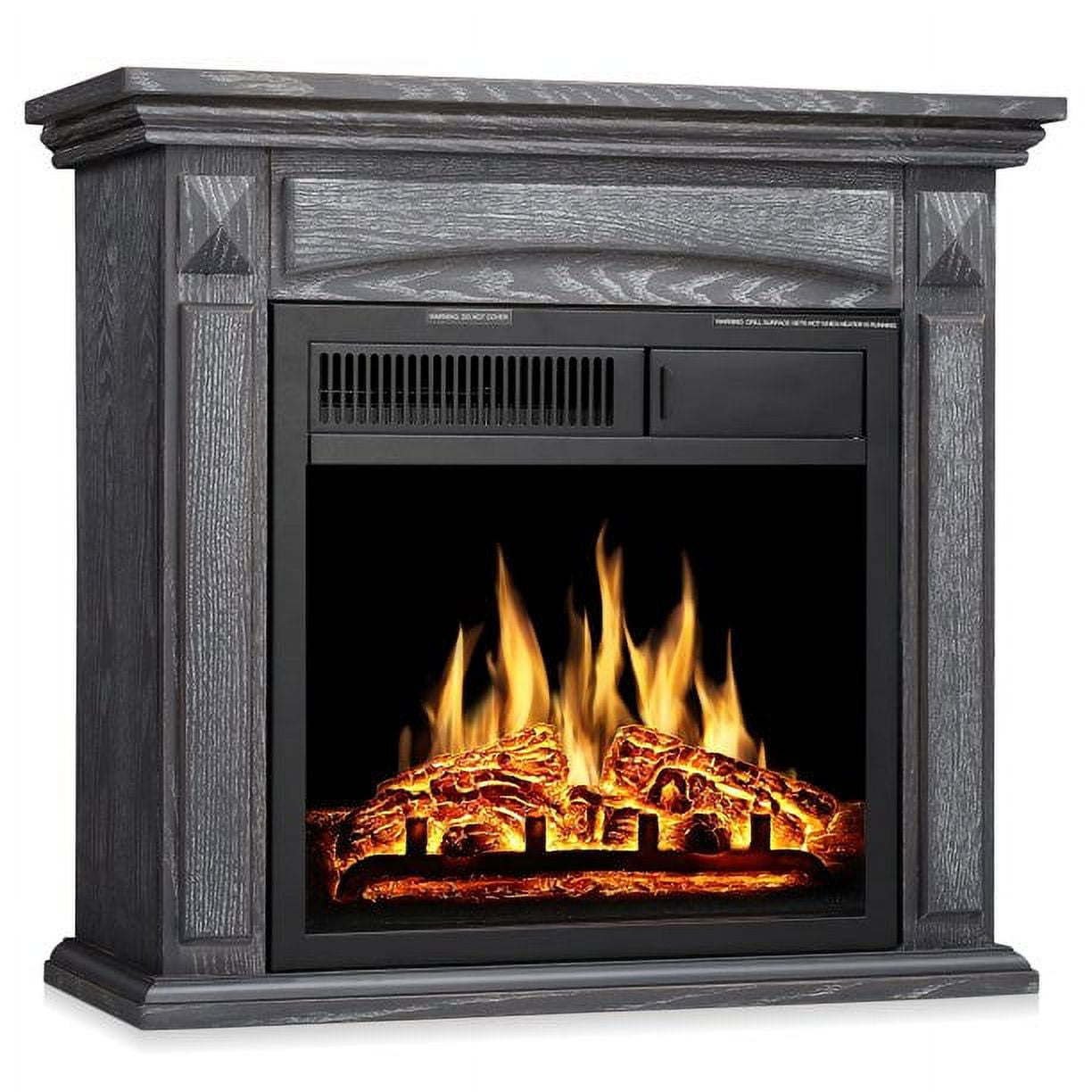 AGLUCKY 26 Mantel Electric Fireplace Heater Small Freestanding Infrared  Quartz Fireplace Stove Heater w/Log Hearthu0026 Wood Surround Firebox,  Adjustable Led Flame, Remote Control,750W-1500W, (Gray) - Walmart.com