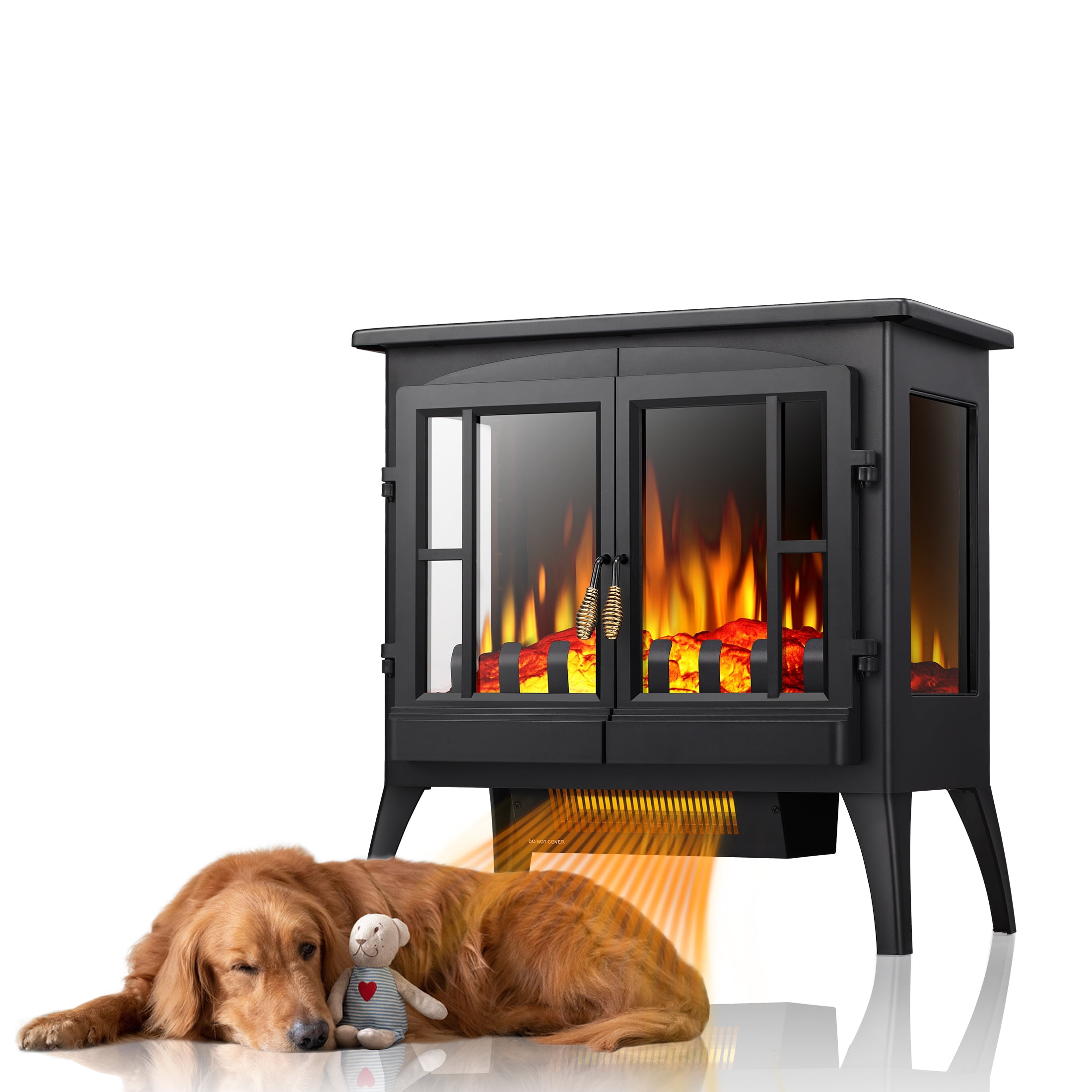 AGLUCKY Infrared Electric Fireplace Stove, 16 Freestanding Fireplace Heater,  Adjustable Brightness and Heating Mode, 1000W/1500W, Black - Walmart.com