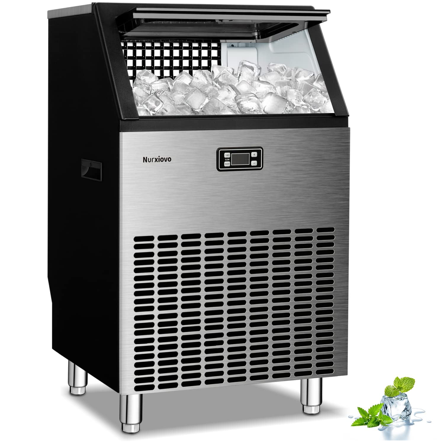 AGLUCKY Ice Maker, Freestanding/Under Counter Nugget Ice Maker, 200lbs