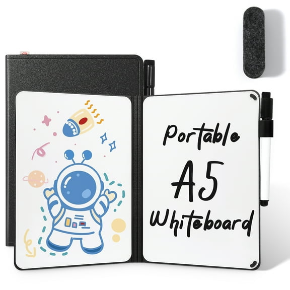 AGM A5 Dry Erase Notebook, 8.4" x 6.0" Reusable Dry Erase Notebook Erasable Notebook Portable Whiteboard Notebook for Business Home Office, Black