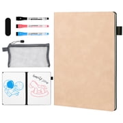 AGM A5 Reusable Leather Pink Notebook with Three Pens, Pencil Case and Eraser White Board Notebook Dry Erase Board