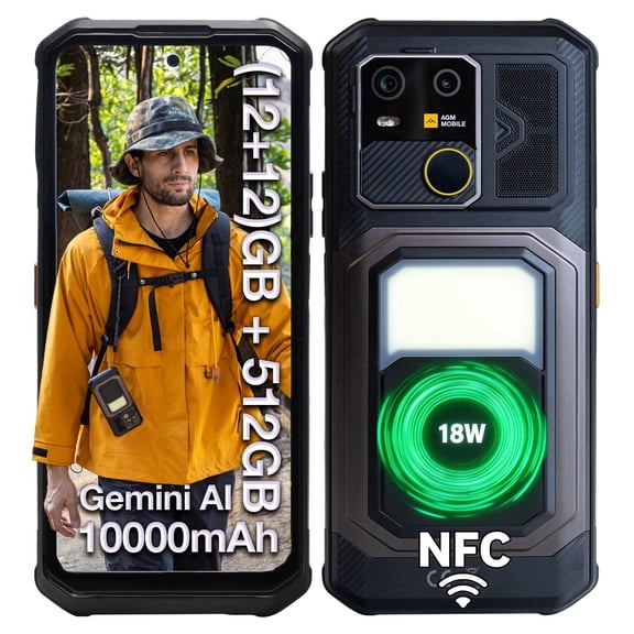 AGM G3 Unlocked Rugged Smartphone for T-Mobile, 12GB+512GB, 6.72" FHD+120Hz, 64MP Camera, IP68/IP69K & MIL-STD-810H, 10000mAh Battery