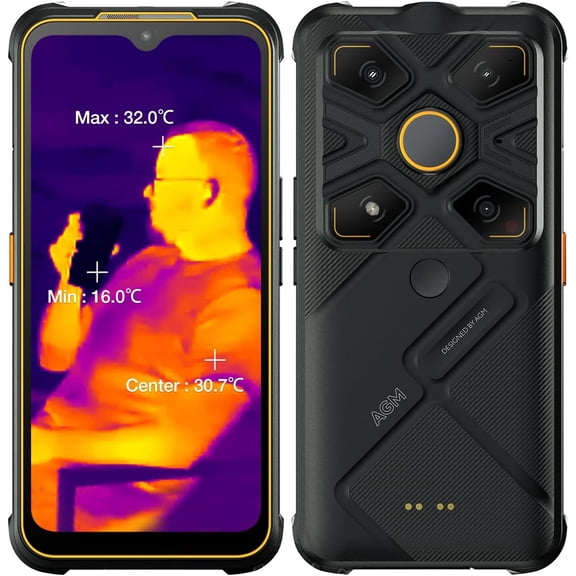 AGM Glory G1S Rugged Android Smartphone with 25 FPS Thermal/Night Vision Camera, 6.53" FHD Display | 5G Unlocked Dual SIM | Snapdragon Octa-Core | IP68 & IP69K & MIL-STD-810H | NFC/GPS, 8G 128G