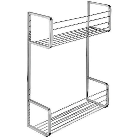 AGM Home Store BA Hotel Wall Shower Caddy Double Shelf Organizer for Shampoo, Soap, Brass