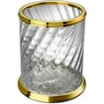 thumbnail image 1 of AGM Home Store Spiral Clear Glass Round Open Top Wastebasket Trash Can Bath, Kitchen, Office, 1 of 2