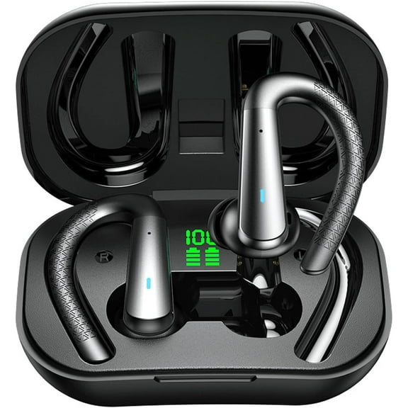 for AGM M7 Bluetooth Headphones with Earhooks Waterproof IPX7 Over the Ear Wireless Sports Workout Earbuds with LED Display for Gym Running Exercise Fitness with Mic