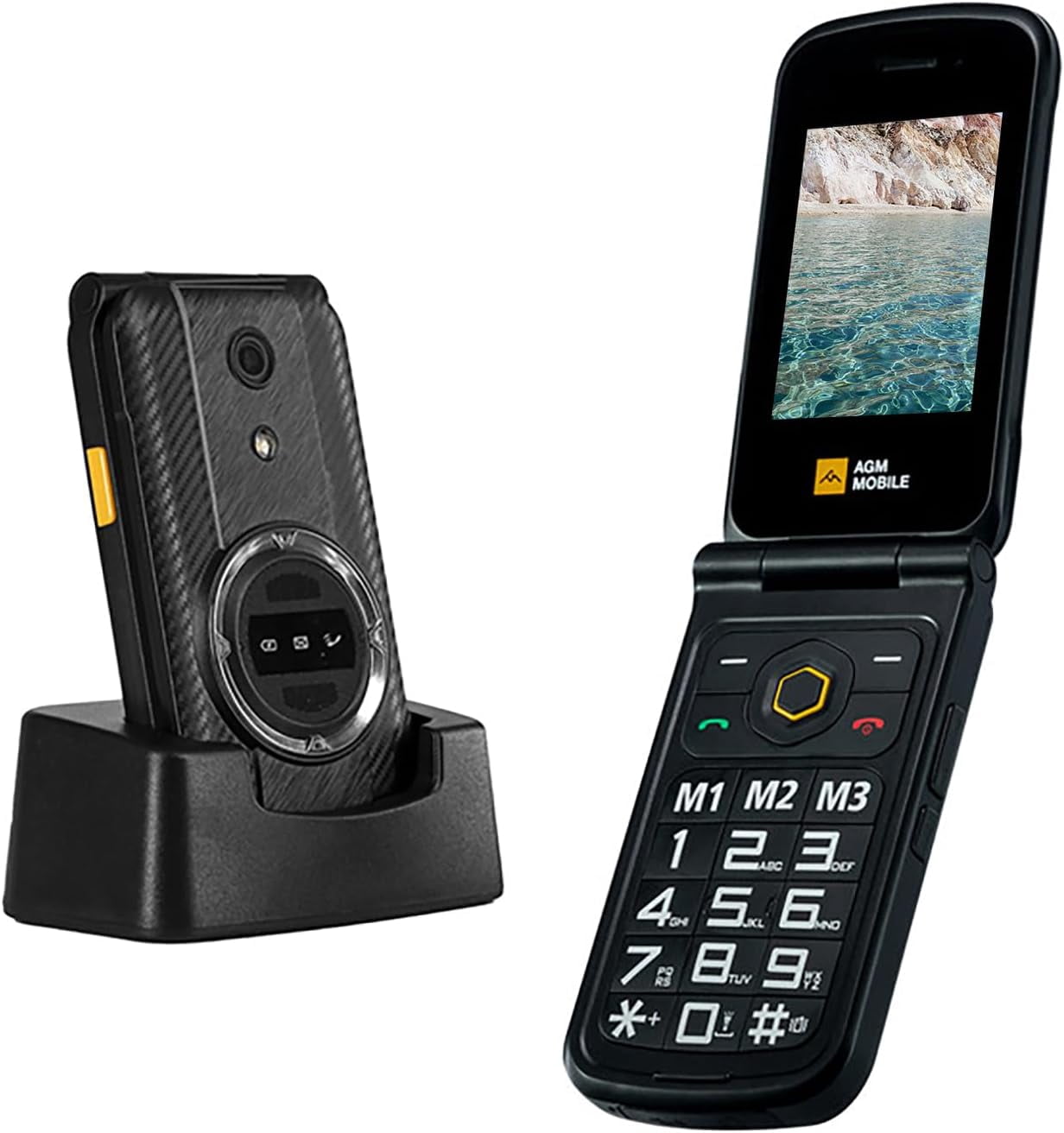 AGM M8 Rugged Basic Flip Phone, 4G Feature Cell Phone, Simple Mobile Phones, Waterproof | Drop-Proof, SOS Side Key, 104dB Powerful Speaker, Large Keypad&Fonts, Dual SIM