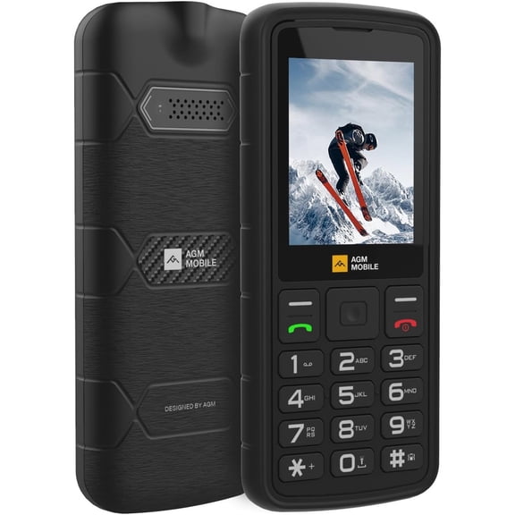 AGM M9 Rugged Feature Phone, 4G Basic Cell Phone, Waterproof & Drop-Proof,48MB 128MB, 1200mAh,-Black