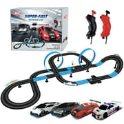 AGM MASETCH Slot Car Race Track Sets, 8.4m Electric Track with 4 Vehicles Official Licensed Slot car Racing, Comes with 2 Hand Controls and Track Parts and a Lap Counter.