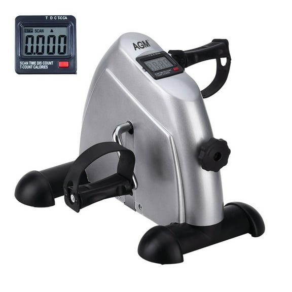 AGM Mini Trainer Bike, Pedal Exerciser Under Desk Exercise Bike, 240 lbs, Silver