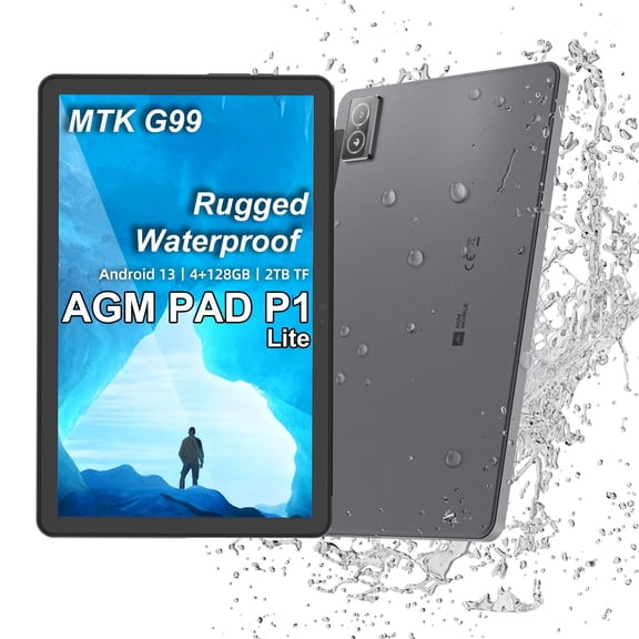 AGM Mobile PAD P1 10.36" 2K Rugged Tablet, 128GB, Android 13, Wi-Fi, Black