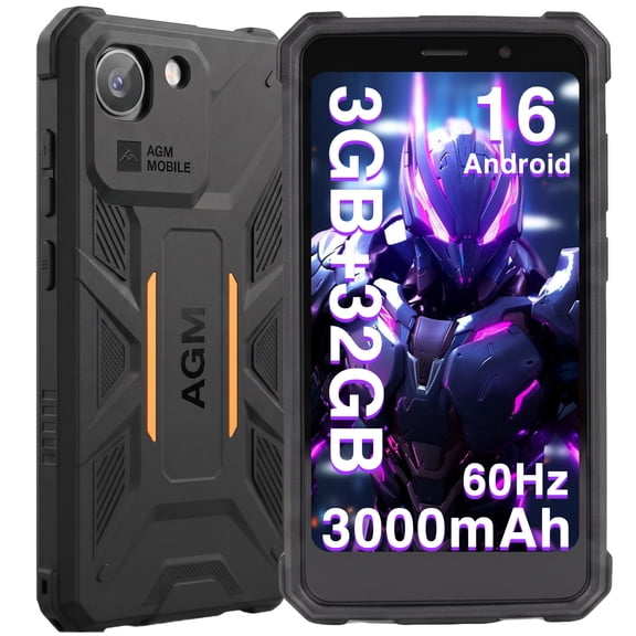 AGM N2 Active | Small Smartphone | 4.96" Compact Screen | 190g Lightweight | Android 16 Go | Student Friendly 4G Phone | 3 + 32GB Supports expandable memory | Black | Compatible with T-Mobile Only
