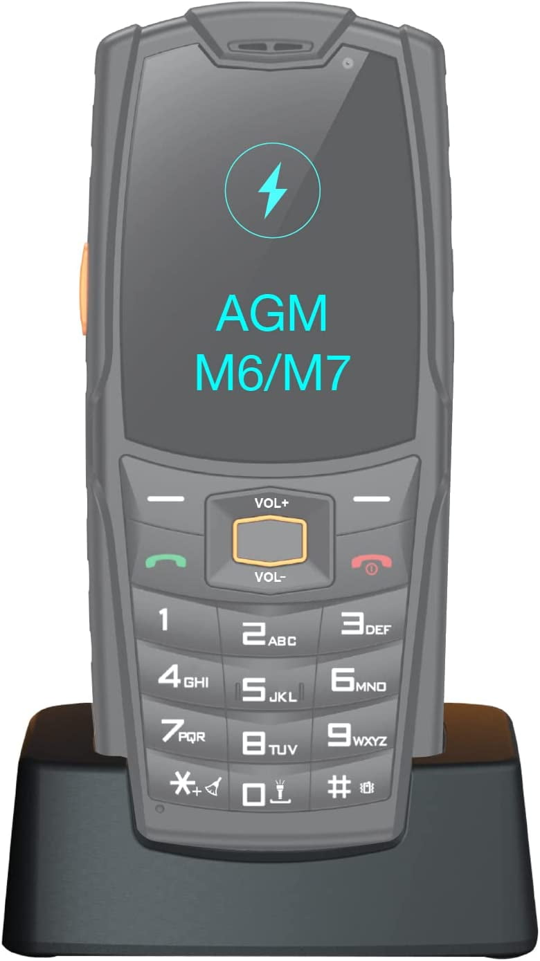 AGM Original Desk Charging Dock Station Phone Holder Type-C USB Reversible Port Anti-Skid 5V 1A Input Charger Wireless Charger Stand for AGM M6 M7 Rugged Phones (Black)