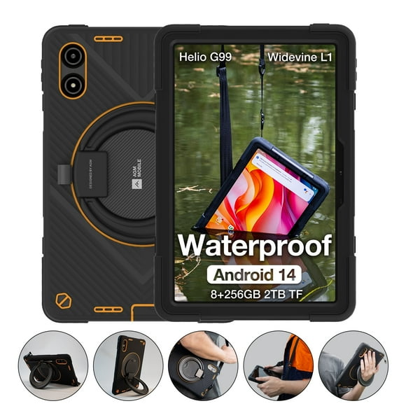 AGM PAD P2 Active 2024 Rugged Tablet Android 14 , Widevine L1 G99 Gaming Tablet with Case & Shoulder Strap, 16(8+8)GB +256GB , 11'' FHD Display , 50MP+8MP, Dual SIM 4G/5G WiFi/GPS/OTG/IP69K/Compass