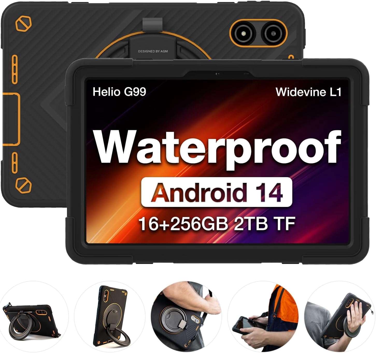 Active Rugged AGM PAD P2 Active Rugged Android 14 Tablet with Case, Waterproof & Drop ...