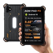 AGM PAD P3 8.68" Rugged 4G LTE Outdoor Tablet, 6GB+128GB, eSIM/NFC, 50MP Camera, 7200mAh Battery, Camp Light, 120Hz Bright Display, Android 16, T-Mobile Only