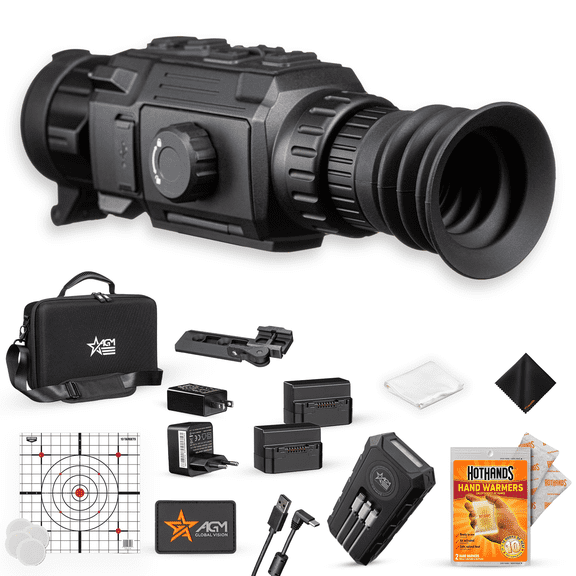 AGM RattlerV2 25-384 Thermal Riflescope with Sight-in Targets, Power Bank Bundle