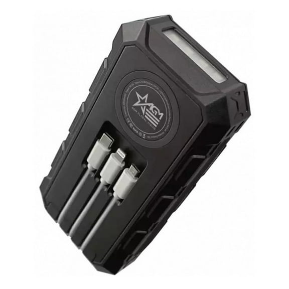 AGM Wireless Charging Solar Powerbank with 30000 mAh Battery with Shockproof Body, Rain-Proof Design, and Multi-Device Charging (Black)