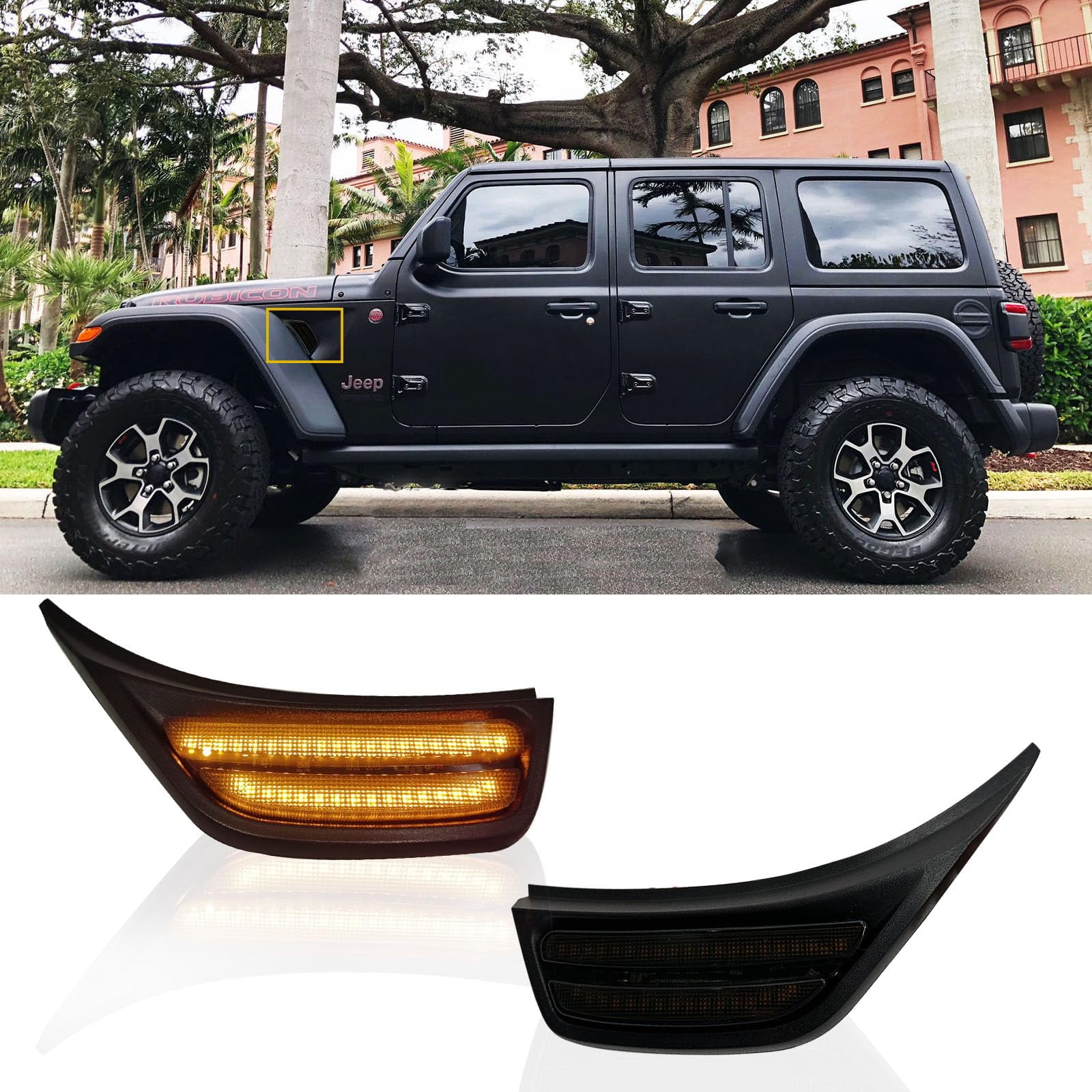 AGMRLX Front Fender Side YPF5 Marker Lights Fit for Jeep Wrangler JL